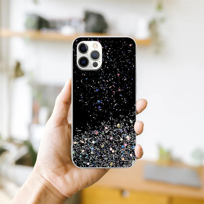 Cadorabo Hülle kompatibel mit Apple iPhone 12 / 12 PRO Schutzhülle aus flexiblem TPU Silikon mit funkelnden Glitter