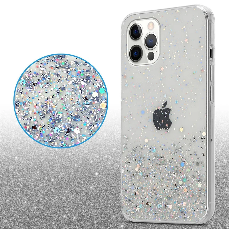Cadorabo Hülle kompatibel mit Apple iPhone 12 / 12 PRO Schutzhülle aus flexiblem TPU Silikon mit funkelnden Glitter