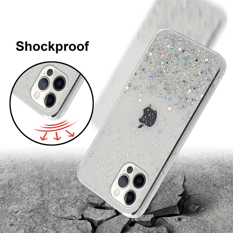 Cadorabo Hülle kompatibel mit Apple iPhone 12 / 12 PRO Schutzhülle aus flexiblem TPU Silikon mit funkelnden Glitter