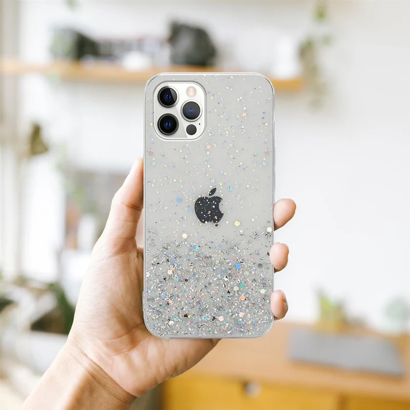 Cadorabo Hülle kompatibel mit Apple iPhone 12 / 12 PRO Schutzhülle aus flexiblem TPU Silikon mit funkelnden Glitter