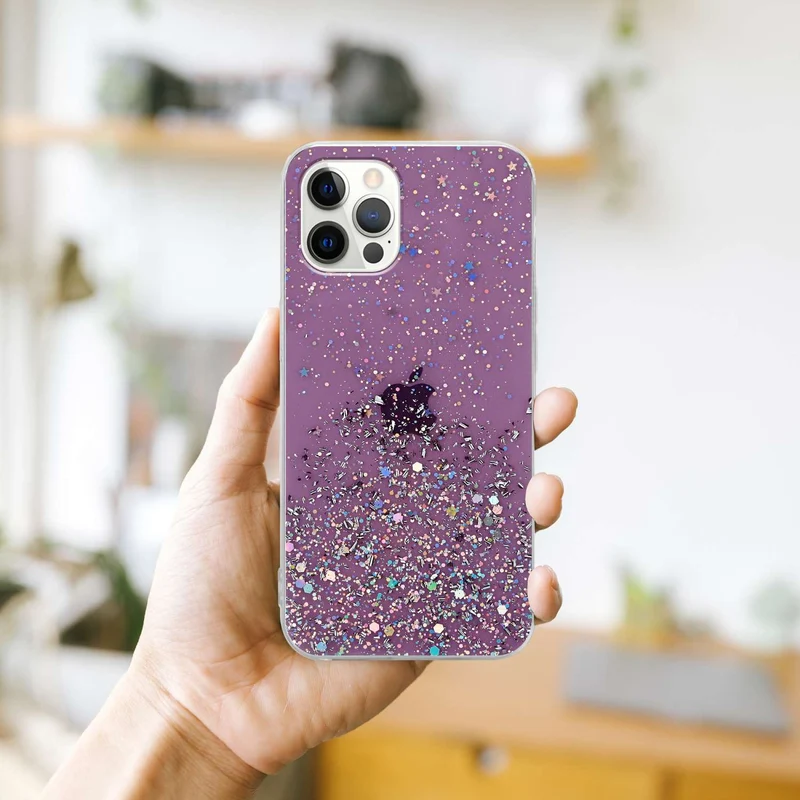 Cadorabo Hülle kompatibel mit Apple iPhone 12 / 12 PRO Schutzhülle aus flexiblem TPU Silikon mit funkelnden Glitter