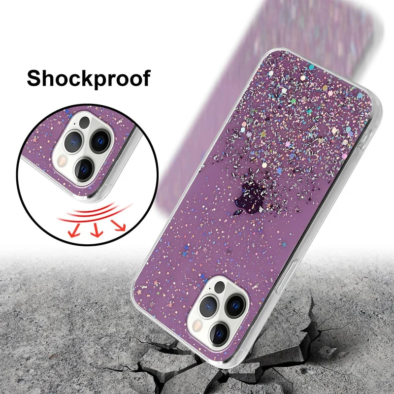 Cadorabo Hülle kompatibel mit Apple iPhone 12 / 12 PRO Schutzhülle aus flexiblem TPU Silikon mit funkelnden Glitter