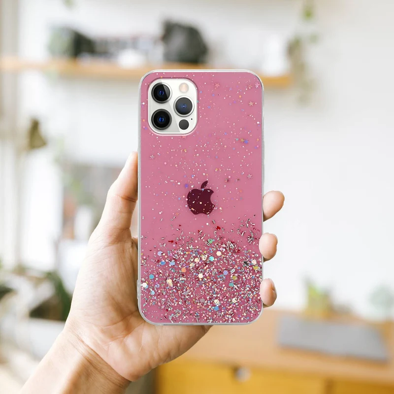 Cadorabo Hülle kompatibel mit Apple iPhone 12 / 12 PRO Schutzhülle aus flexiblem TPU Silikon mit funkelnden Glitter
