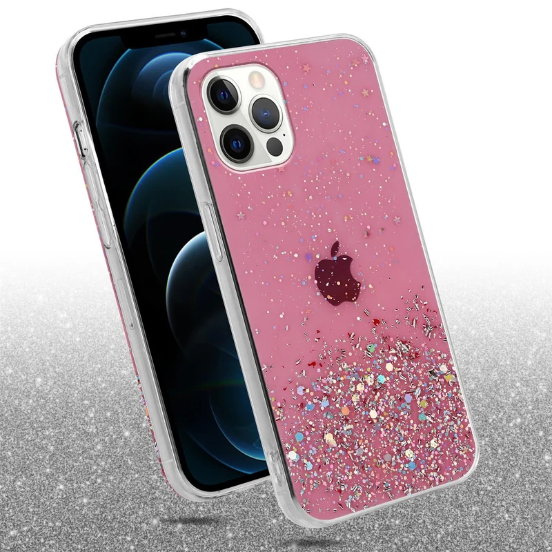 Cadorabo Hülle kompatibel mit Apple iPhone 12 / 12 PRO Schutzhülle aus flexiblem TPU Silikon mit funkelnden Glitter