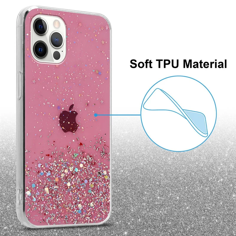 Cadorabo Hülle kompatibel mit Apple iPhone 12 / 12 PRO Schutzhülle aus flexiblem TPU Silikon mit funkelnden Glitter