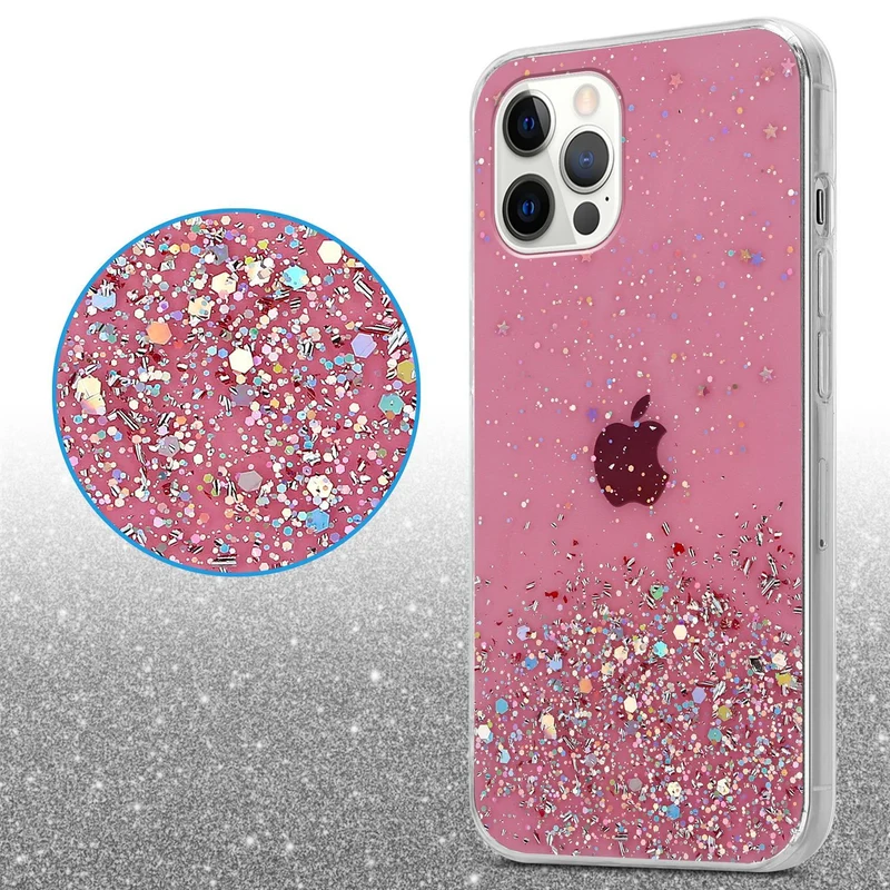 Cadorabo Hülle kompatibel mit Apple iPhone 12 / 12 PRO Schutzhülle aus flexiblem TPU Silikon mit funkelnden Glitter
