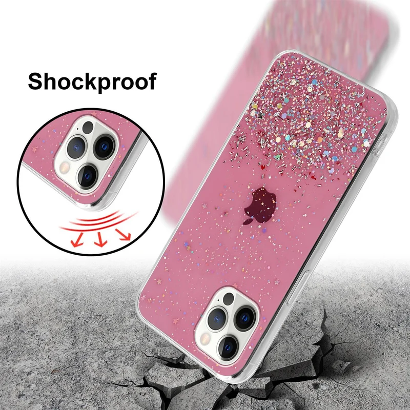 Cadorabo Hülle kompatibel mit Apple iPhone 12 / 12 PRO Schutzhülle aus flexiblem TPU Silikon mit funkelnden Glitter