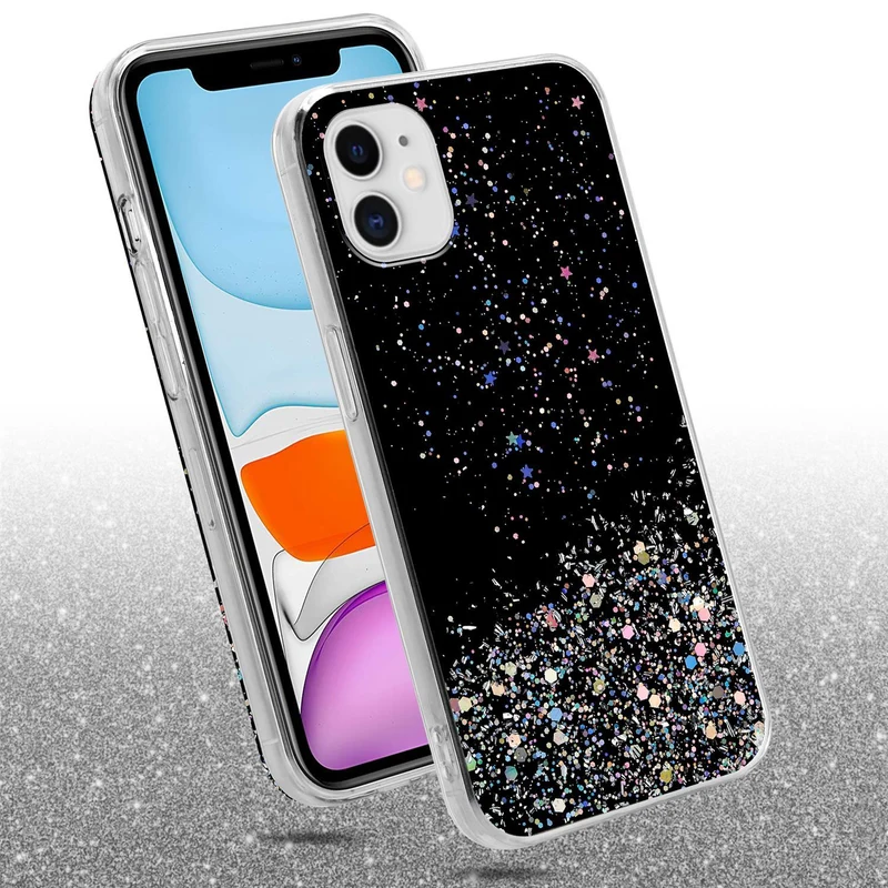 Cadorabo Hülle kompatibel mit Apple iPhone 11 PRO MAX Schutzhülle aus flexiblem TPU Silikon mit funkelnden Glitter