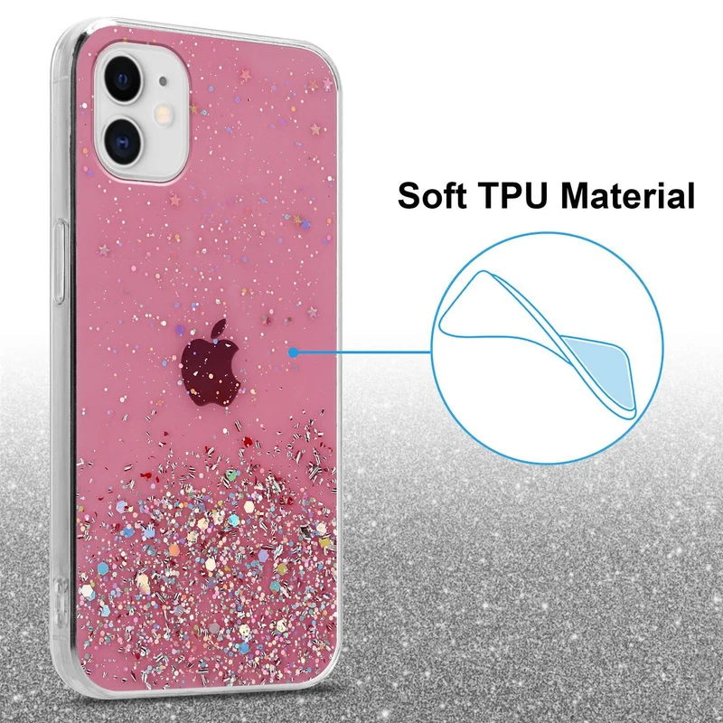 Cadorabo Hülle kompatibel mit Apple iPhone 11 PRO MAX Schutzhülle aus flexiblem TPU Silikon mit funkelnden Glitter