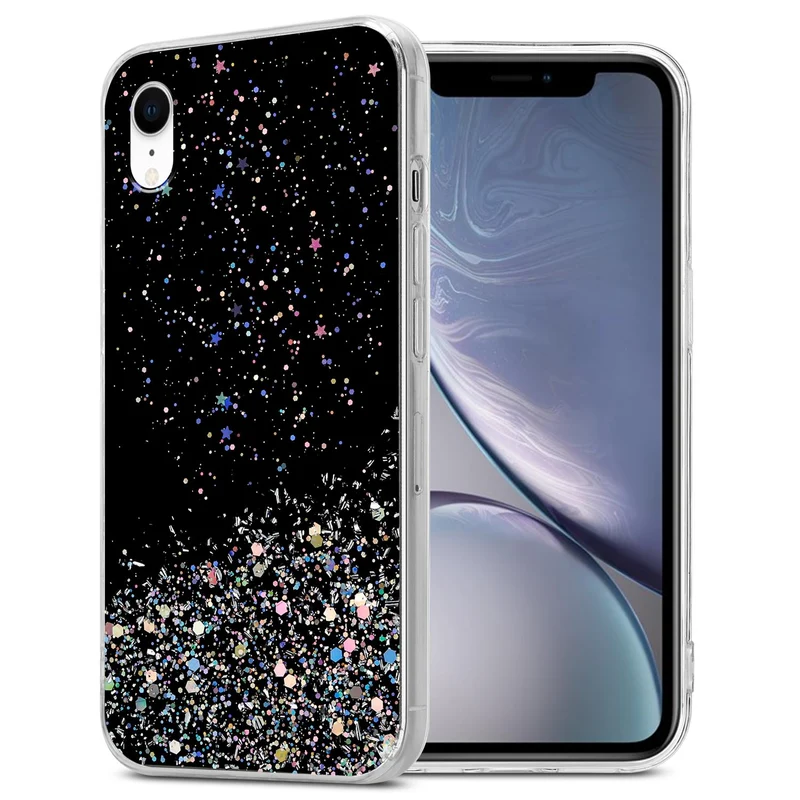 Cadorabo Hülle kompatibel mit Apple iPhone XR Schutzhülle aus flexiblem TPU Silikon mit funkelnden Glitter
