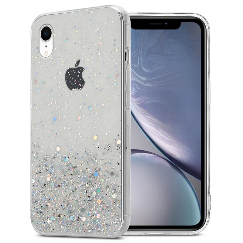 Cadorabo Hülle kompatibel mit Apple iPhone XR Schutzhülle aus flexiblem TPU Silikon mit funkelnden Glitter