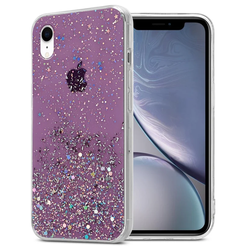Cadorabo Hülle kompatibel mit Apple iPhone XR Schutzhülle aus flexiblem TPU Silikon mit funkelnden Glitter