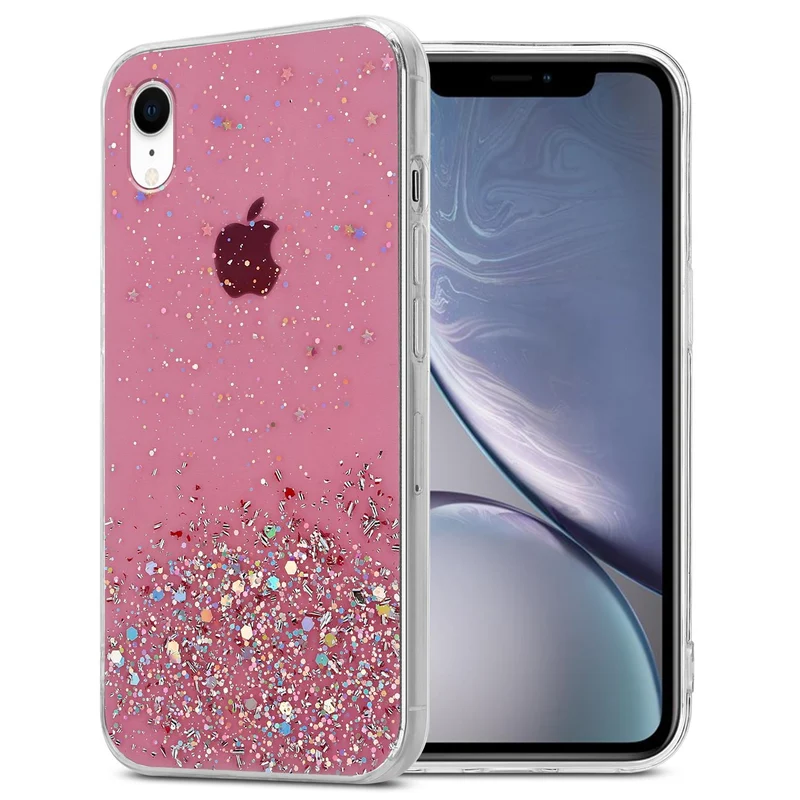 Cadorabo Hülle kompatibel mit Apple iPhone XR Schutzhülle aus flexiblem TPU Silikon mit funkelnden Glitter