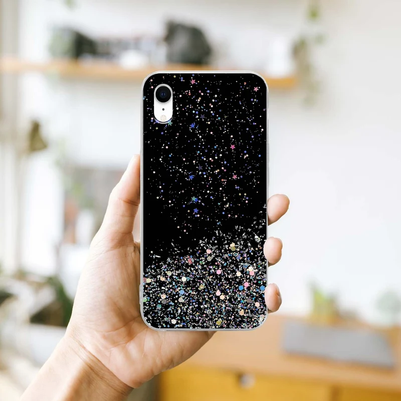 Cadorabo Hülle kompatibel mit Apple iPhone XR Schutzhülle aus flexiblem TPU Silikon mit funkelnden Glitter