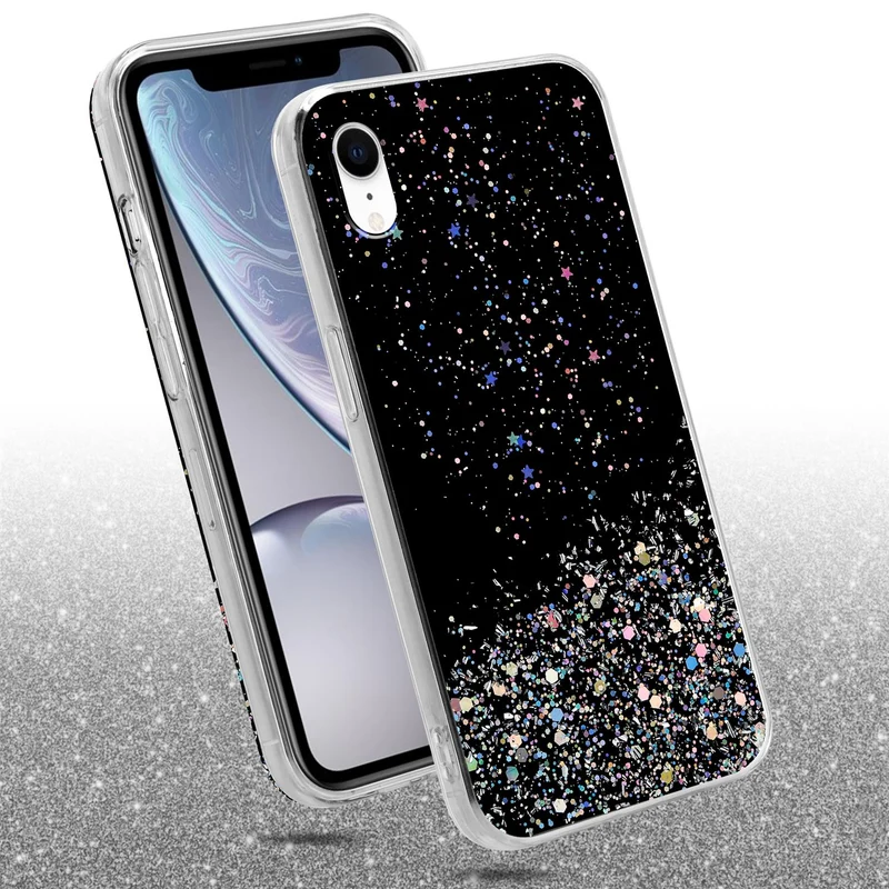 Cadorabo Hülle kompatibel mit Apple iPhone XR Schutzhülle aus flexiblem TPU Silikon mit funkelnden Glitter