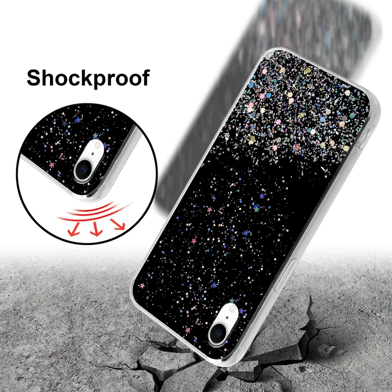 Cadorabo Hülle kompatibel mit Apple iPhone XR Schutzhülle aus flexiblem TPU Silikon mit funkelnden Glitter