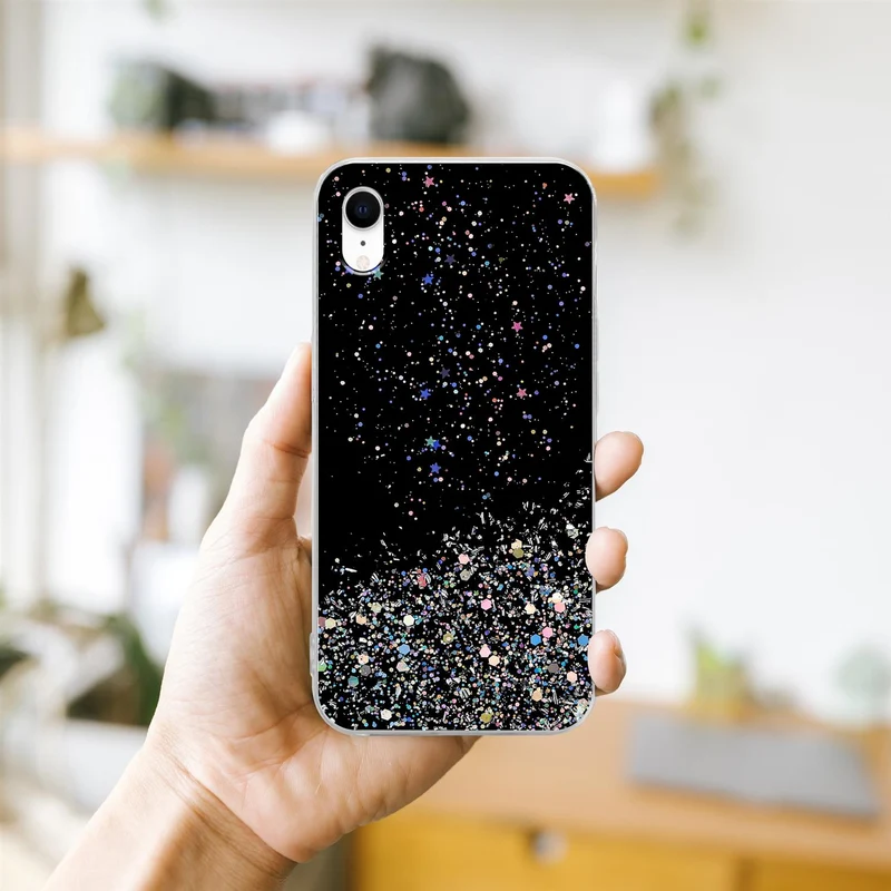 Cadorabo Hülle kompatibel mit Apple iPhone XR Schutzhülle aus flexiblem TPU Silikon mit funkelnden Glitter