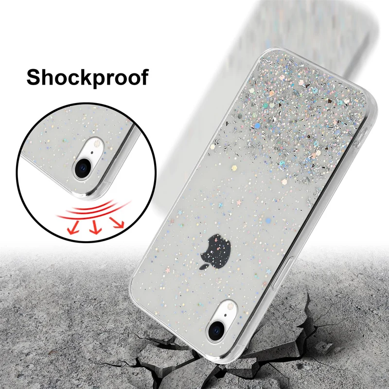 Cadorabo Hülle kompatibel mit Apple iPhone XR Schutzhülle aus flexiblem TPU Silikon mit funkelnden Glitter