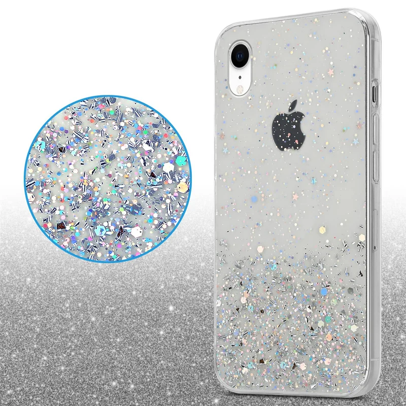 Cadorabo Hülle kompatibel mit Apple iPhone XR Schutzhülle aus flexiblem TPU Silikon mit funkelnden Glitter
