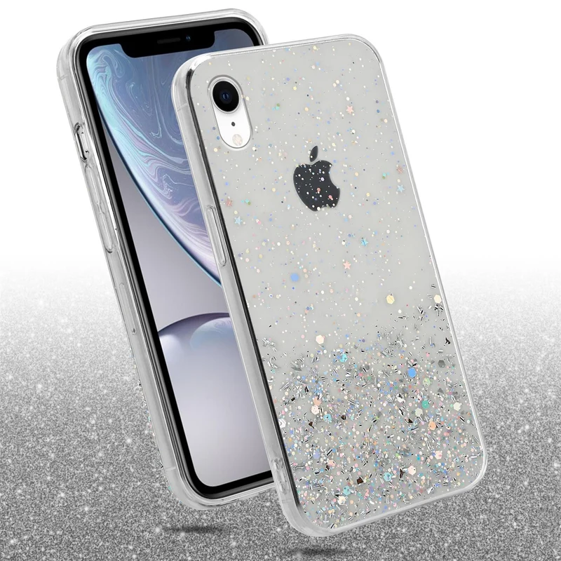 Cadorabo Hülle kompatibel mit Apple iPhone XR Schutzhülle aus flexiblem TPU Silikon mit funkelnden Glitter