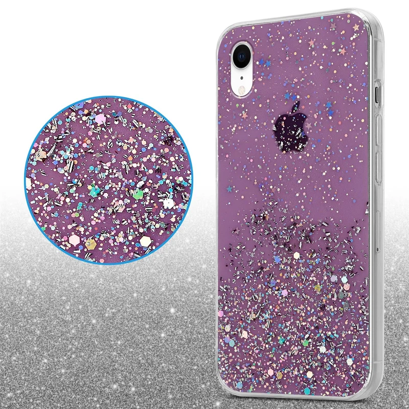 Cadorabo Hülle kompatibel mit Apple iPhone XR Schutzhülle aus flexiblem TPU Silikon mit funkelnden Glitter