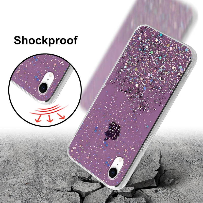 Cadorabo Hülle kompatibel mit Apple iPhone XR Schutzhülle aus flexiblem TPU Silikon mit funkelnden Glitter