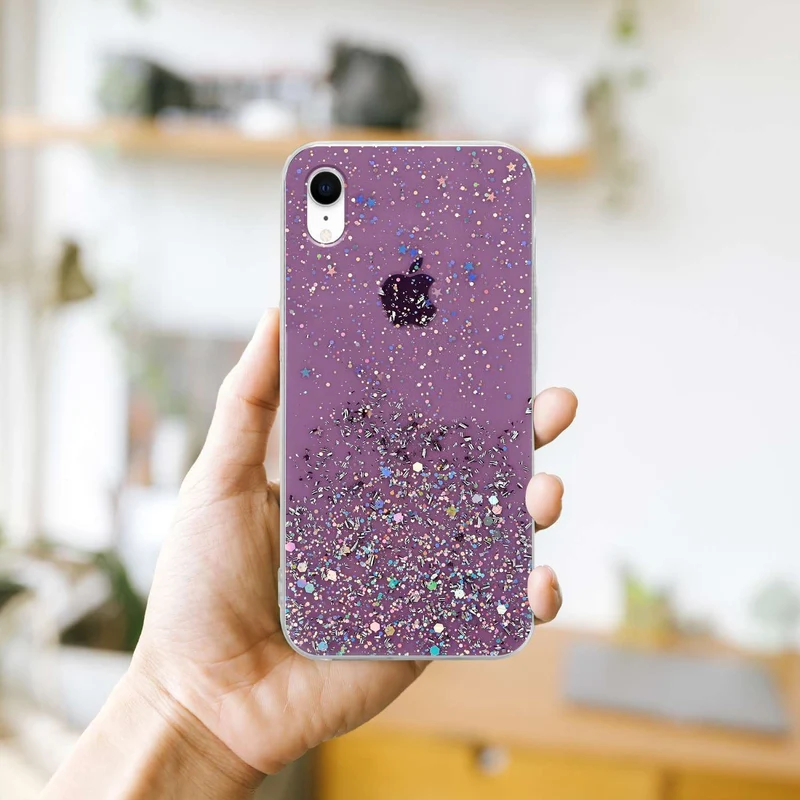 Cadorabo Hülle kompatibel mit Apple iPhone XR Schutzhülle aus flexiblem TPU Silikon mit funkelnden Glitter