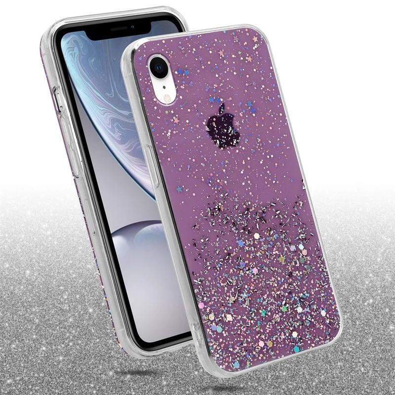 Cadorabo Hülle kompatibel mit Apple iPhone XR Schutzhülle aus flexiblem TPU Silikon mit funkelnden Glitter