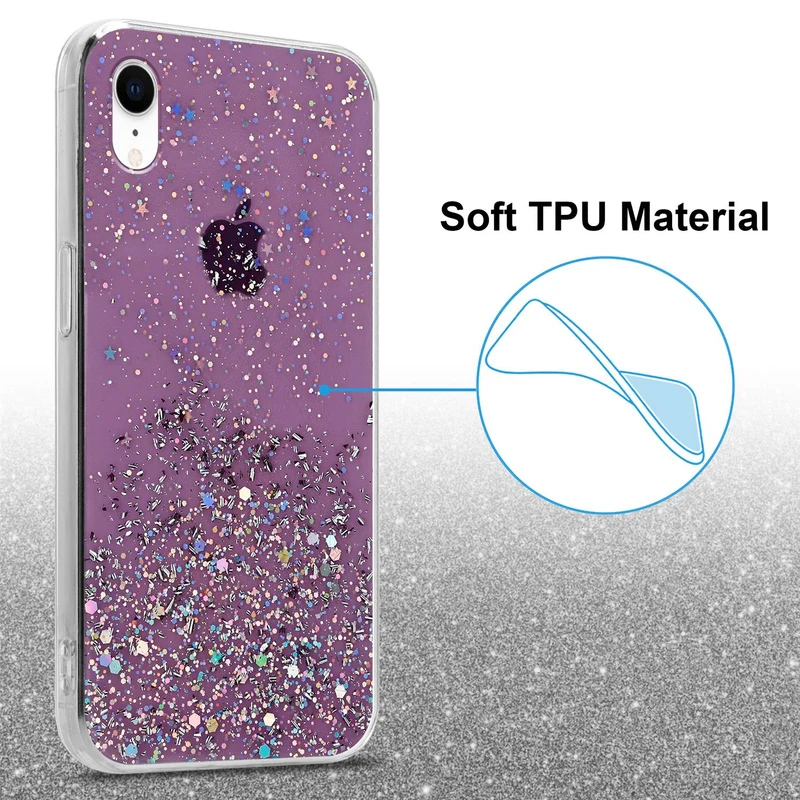 Cadorabo Hülle kompatibel mit Apple iPhone XR Schutzhülle aus flexiblem TPU Silikon mit funkelnden Glitter
