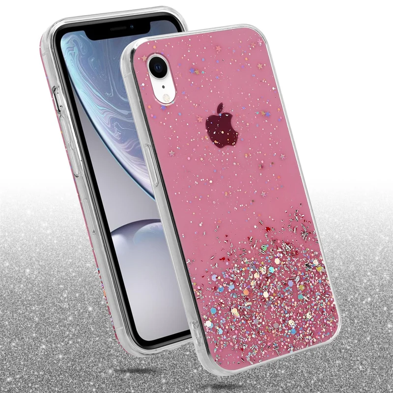 Cadorabo Hülle kompatibel mit Apple iPhone XR Schutzhülle aus flexiblem TPU Silikon mit funkelnden Glitter