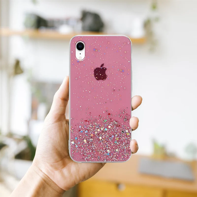 Cadorabo Hülle kompatibel mit Apple iPhone XR Schutzhülle aus flexiblem TPU Silikon mit funkelnden Glitter