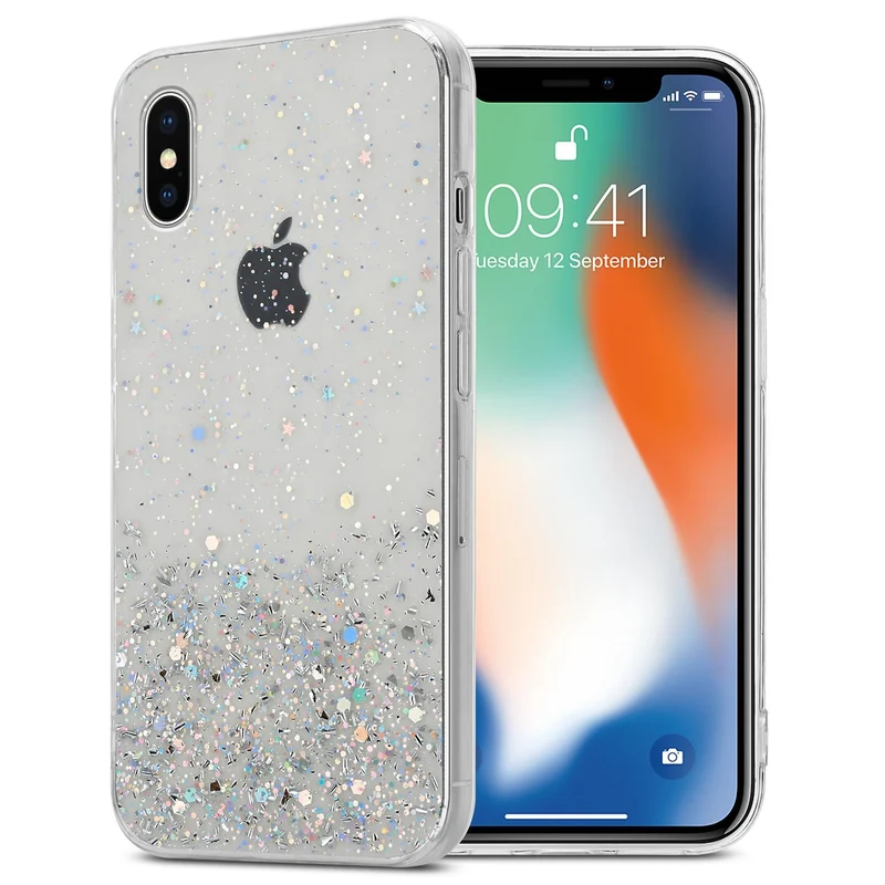 Cadorabo Hülle kompatibel mit Apple iPhone XS MAX Schutzhülle aus flexiblem TPU Silikon mit funkelnden Glitter