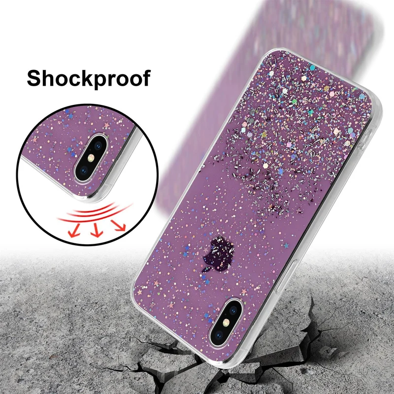 Cadorabo Hülle kompatibel mit Apple iPhone XS MAX Schutzhülle aus flexiblem TPU Silikon mit funkelnden Glitter