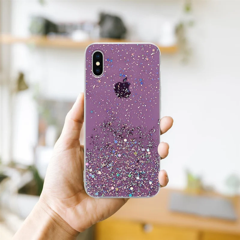 Cadorabo Hülle kompatibel mit Apple iPhone XS MAX Schutzhülle aus flexiblem TPU Silikon mit funkelnden Glitter