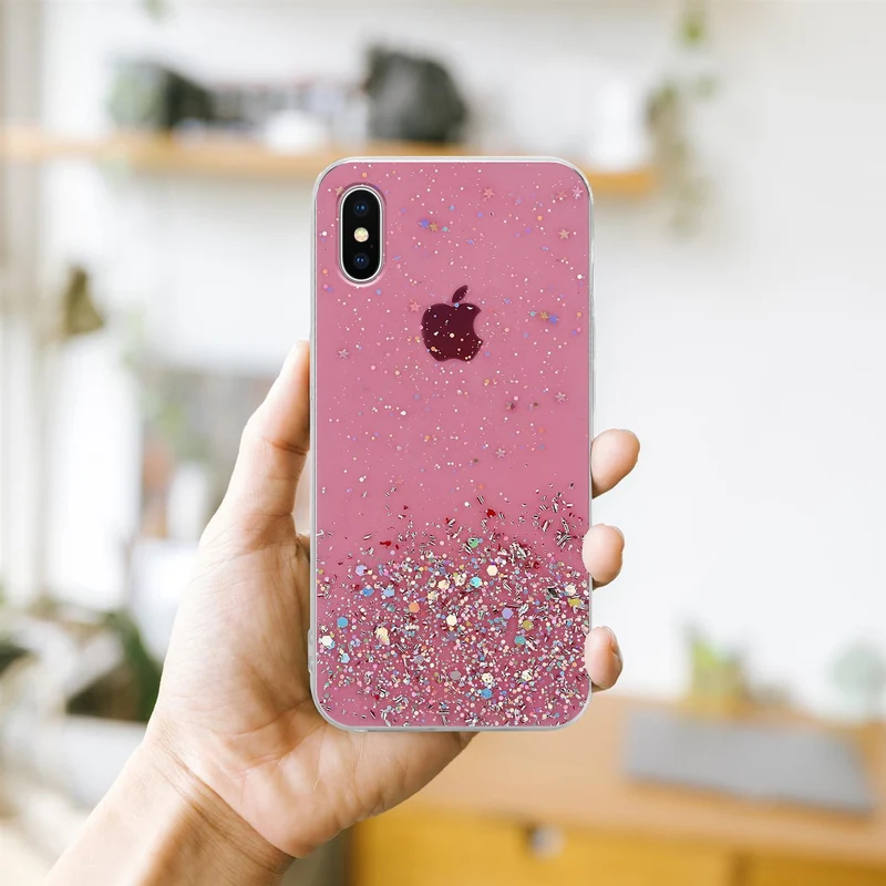 Cadorabo Hülle kompatibel mit Apple iPhone XS MAX Schutzhülle aus flexiblem TPU Silikon mit funkelnden Glitter