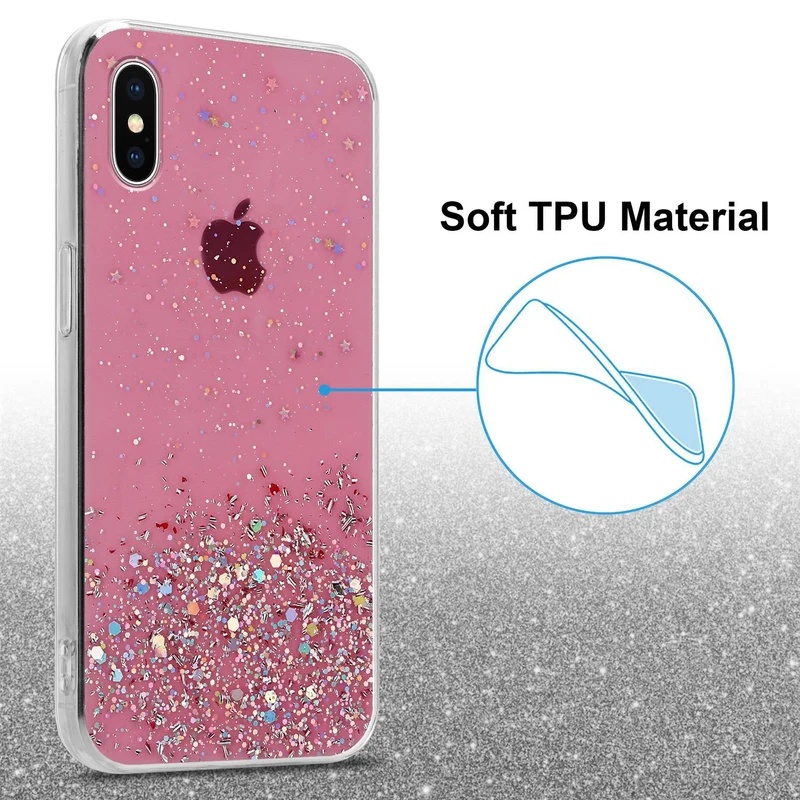 Cadorabo Hülle kompatibel mit Apple iPhone XS MAX Schutzhülle aus flexiblem TPU Silikon mit funkelnden Glitter