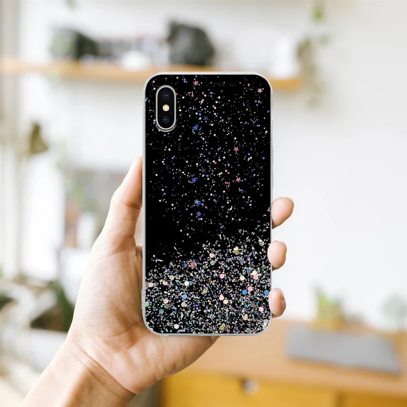 Cadorabo Hülle kompatibel mit Apple iPhone X / XS Schutzhülle aus flexiblem TPU Silikon mit funkelnden Glitter