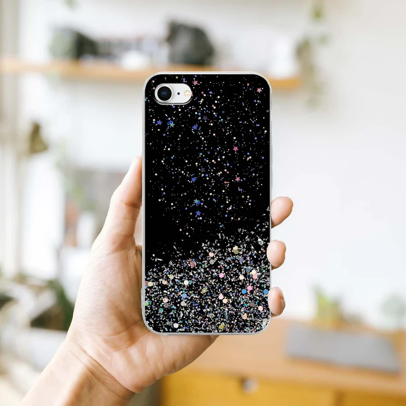 Cadorabo Hülle kompatibel mit Apple iPhone 7 / 7S / 8 / SE 2020 Schutzhülle aus flexiblem TPU Silikon mit funkelnden Glitter