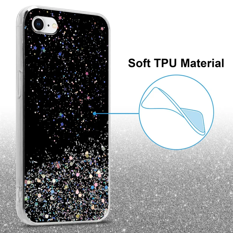 Cadorabo Hülle kompatibel mit Apple iPhone 7 / 7S / 8 / SE 2020 Schutzhülle aus flexiblem TPU Silikon mit funkelnden Glitter
