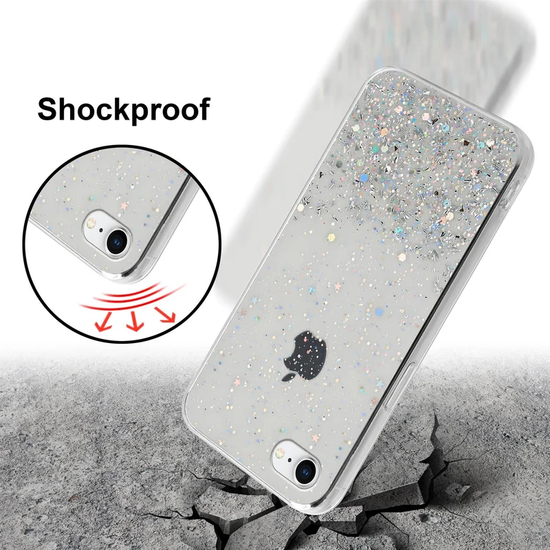 Cadorabo Hülle kompatibel mit Apple iPhone 7 / 7S / 8 / SE 2020 Schutzhülle aus flexiblem TPU Silikon mit funkelnden Glitter