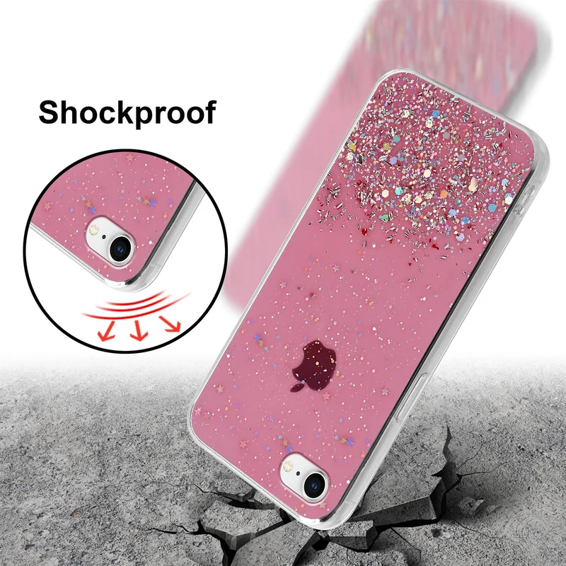 Cadorabo Hülle kompatibel mit Apple iPhone 7 / 7S / 8 / SE 2020 Schutzhülle aus flexiblem TPU Silikon mit funkelnden Glitter