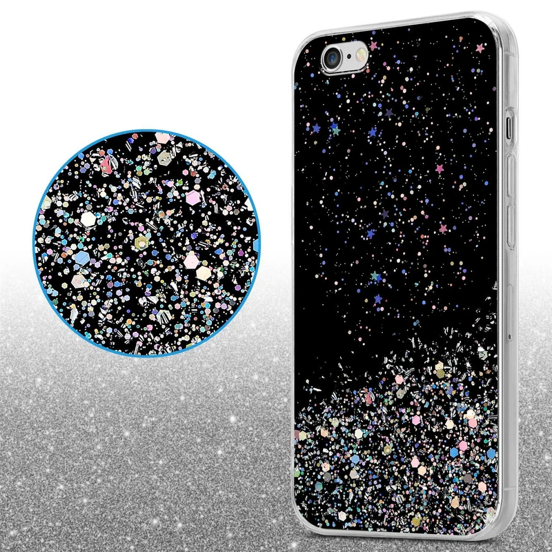 Cadorabo Hülle kompatibel mit Apple iPhone 6 PLUS / 6S PLUS Schutzhülle aus flexiblem TPU Silikon mit funkelnden Glitter