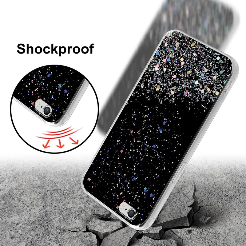 Cadorabo Hülle kompatibel mit Apple iPhone 6 PLUS / 6S PLUS Schutzhülle aus flexiblem TPU Silikon mit funkelnden Glitter
