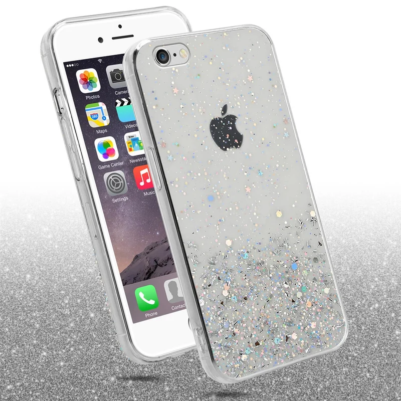 Cadorabo Hülle kompatibel mit Apple iPhone 6 PLUS / 6S PLUS Schutzhülle aus flexiblem TPU Silikon mit funkelnden Glitter