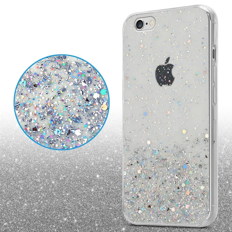 Cadorabo Hülle kompatibel mit Apple iPhone 6 PLUS / 6S PLUS Schutzhülle aus flexiblem TPU Silikon mit funkelnden Glitter