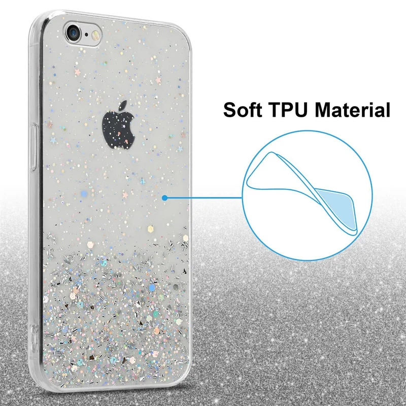 Cadorabo Hülle kompatibel mit Apple iPhone 6 PLUS / 6S PLUS Schutzhülle aus flexiblem TPU Silikon mit funkelnden Glitter