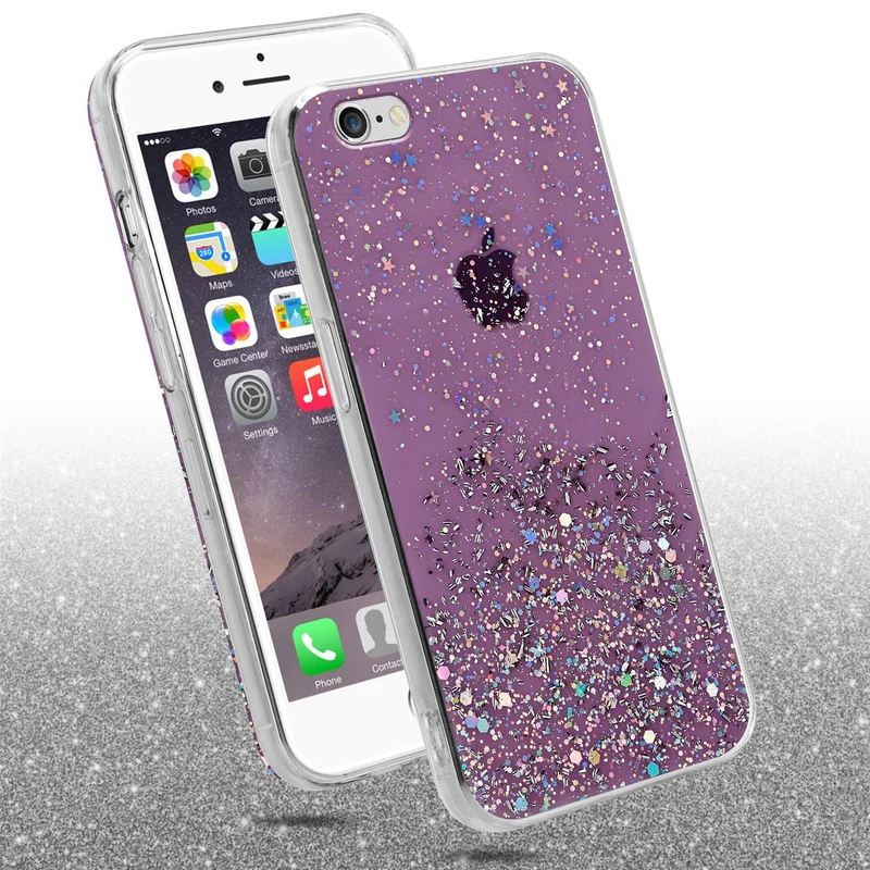 Cadorabo Hülle kompatibel mit Apple iPhone 6 PLUS / 6S PLUS Schutzhülle aus flexiblem TPU Silikon mit funkelnden Glitter