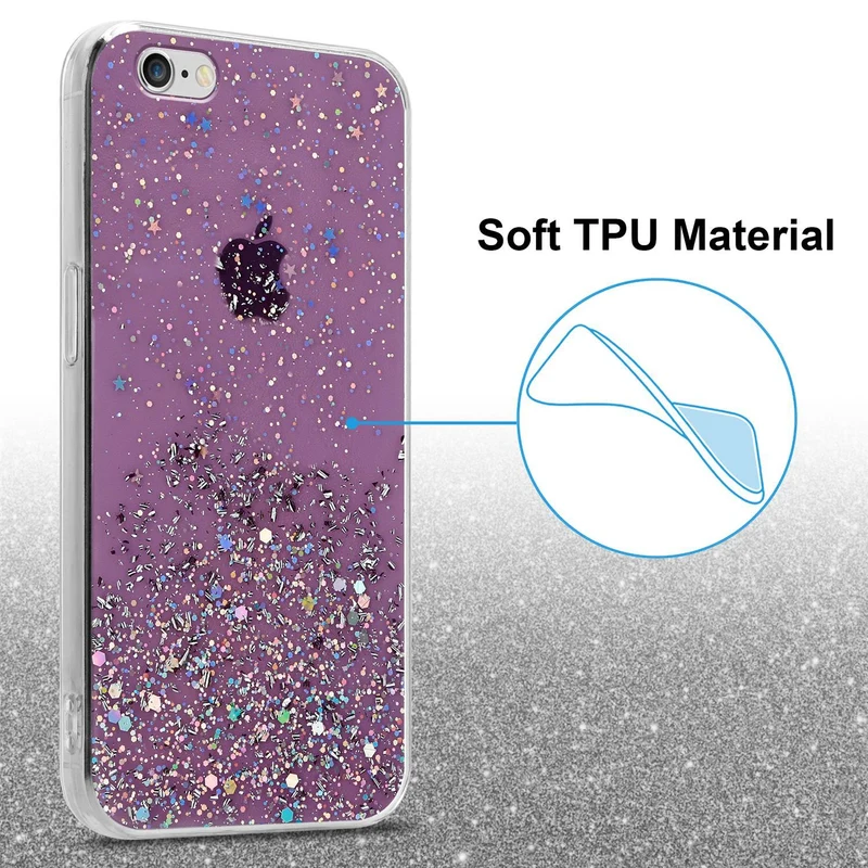 Cadorabo Hülle kompatibel mit Apple iPhone 6 PLUS / 6S PLUS Schutzhülle aus flexiblem TPU Silikon mit funkelnden Glitter