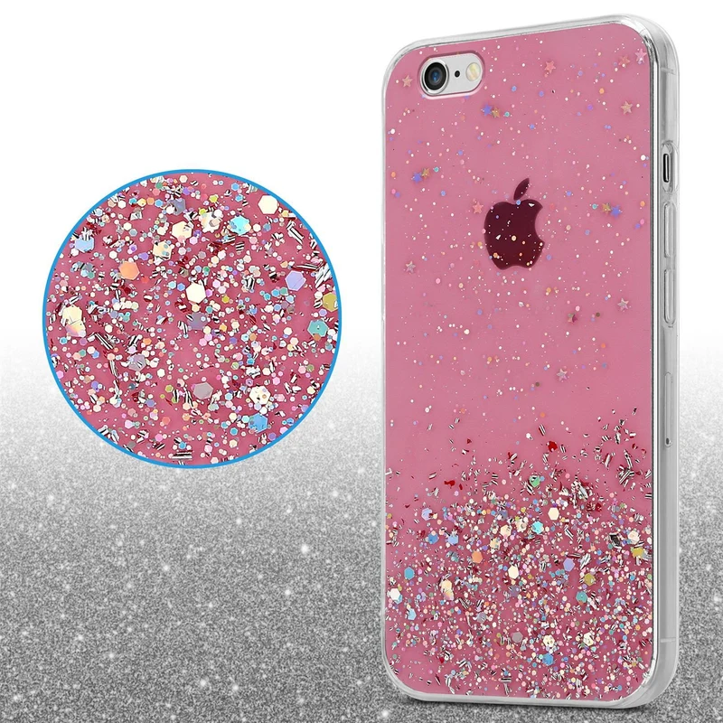 Cadorabo Hülle kompatibel mit Apple iPhone 6 PLUS / 6S PLUS Schutzhülle aus flexiblem TPU Silikon mit funkelnden Glitter