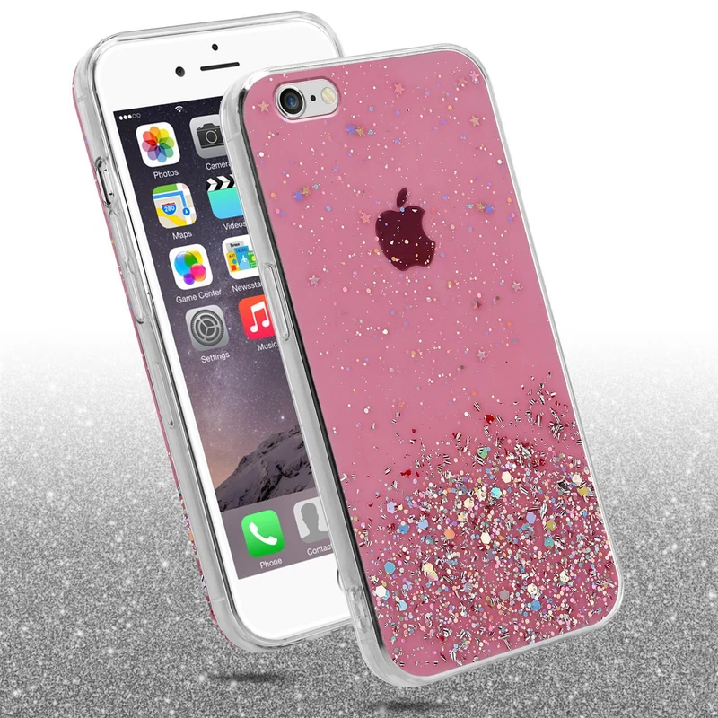 Cadorabo Hülle kompatibel mit Apple iPhone 6 PLUS / 6S PLUS Schutzhülle aus flexiblem TPU Silikon mit funkelnden Glitter
